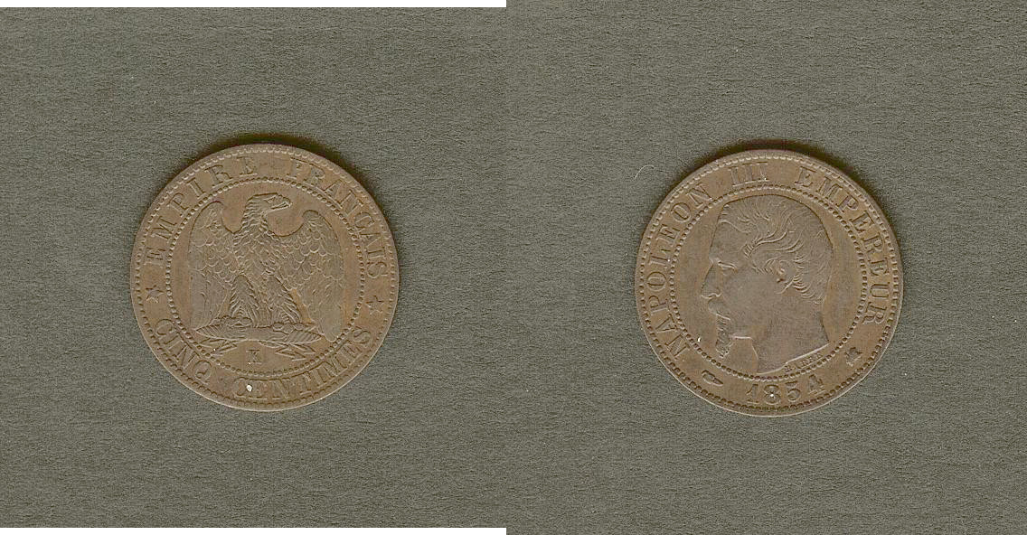 Cinq centimes Napoléon III, tête nue 1854 Bordeaux TTB+